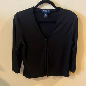 Vintage Ann Taylor black stretch cardigan with eye/hook closure MP